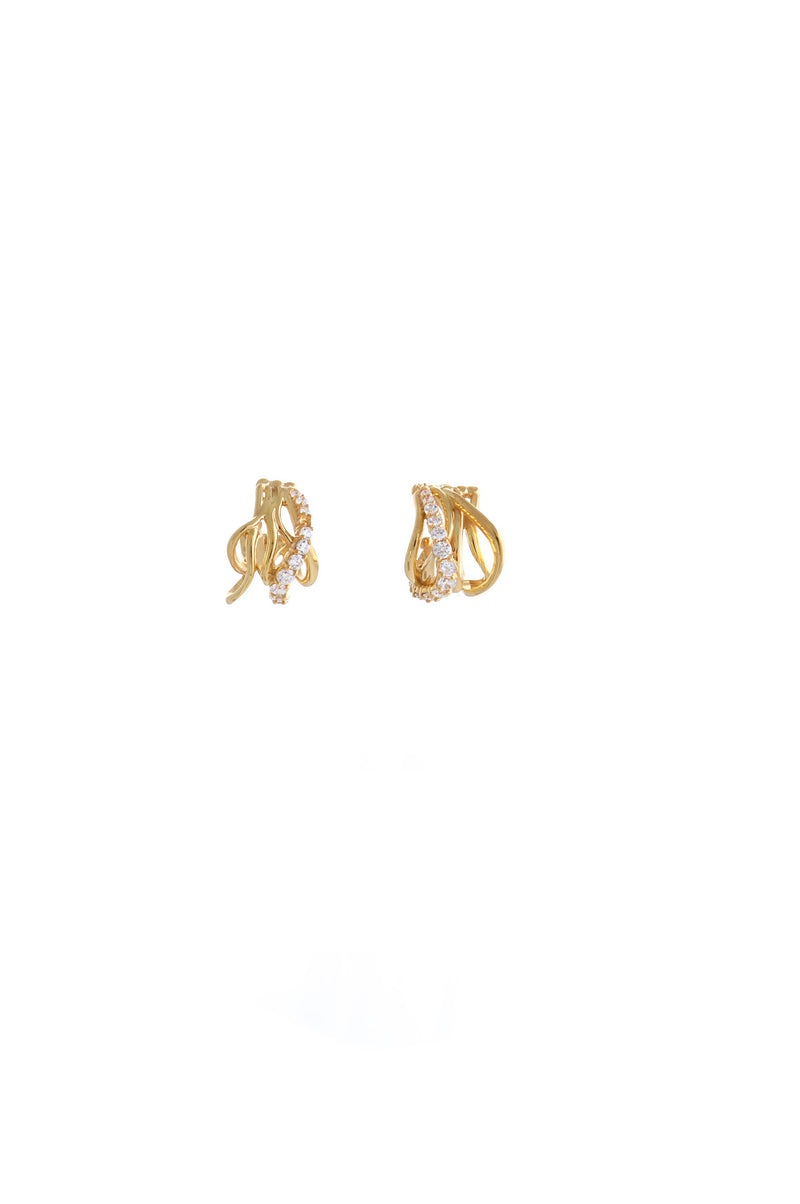 MINI MULTI WAVE EARRINGS WITH PAVE STONES