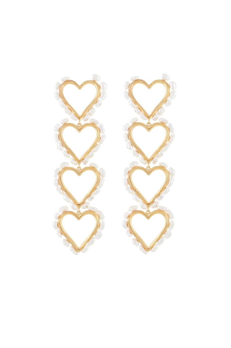 STATEMENT HEARTS EARRINGS WITH MINI PEARLS