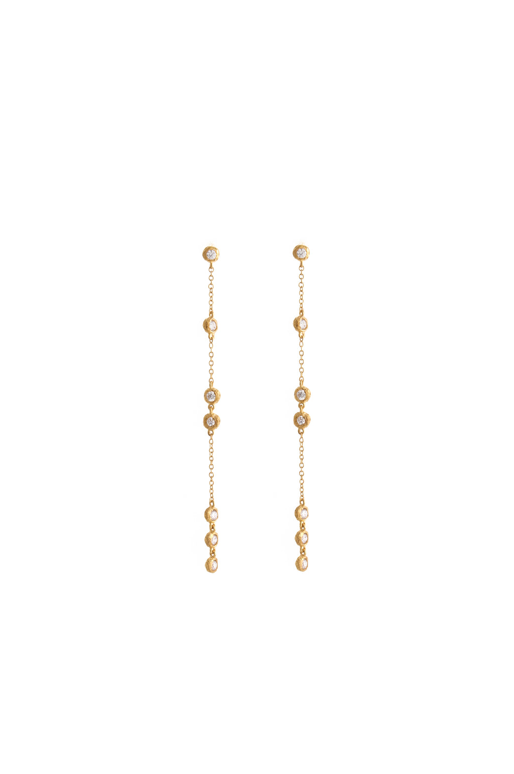 LONG CHAIN EARRINGS WITH CLEAR STONES