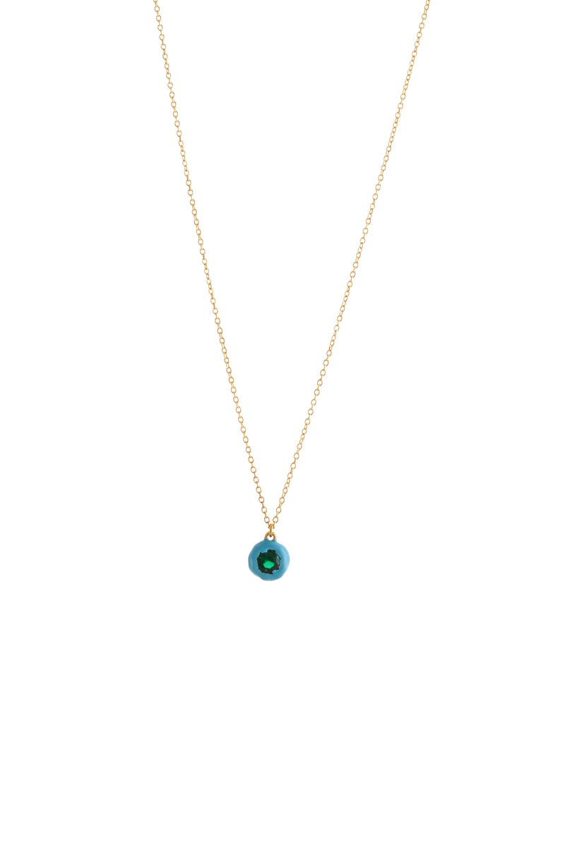 CHAIN PENDANT WITH ENAMEL AND COLORED STONE