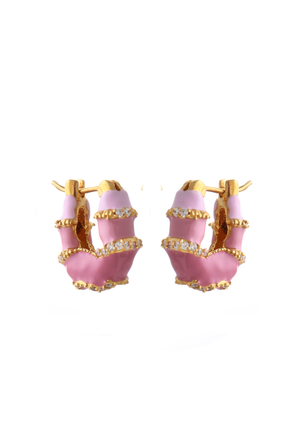 MINI HOOP EARRINGS WITH ENAMEL AND STONES