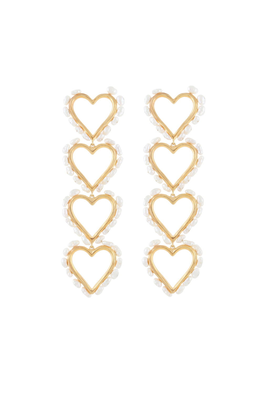 STATEMENT HEARTS EARRINGS WITH MINI PEARLS