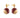 DANGLING ORBS EARRINGS WITH DARK RED ENAMEL