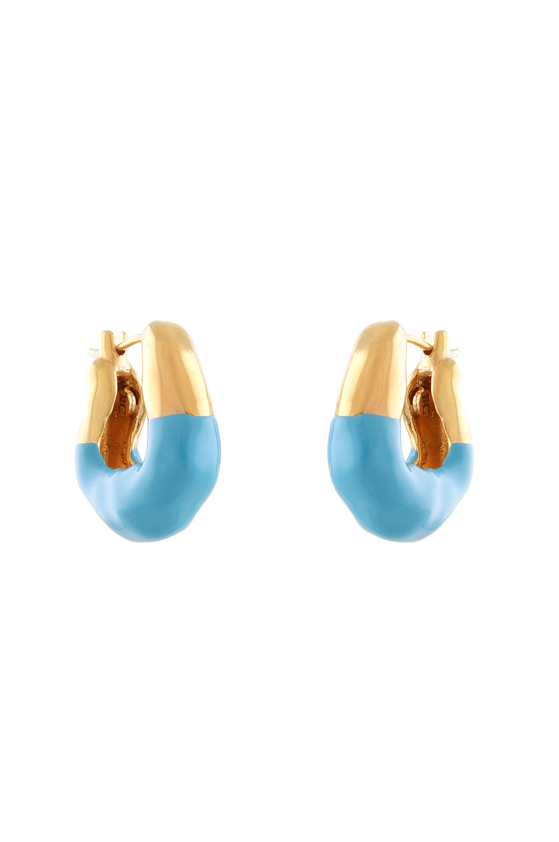 Medium wave earrings with turquoise Enamel