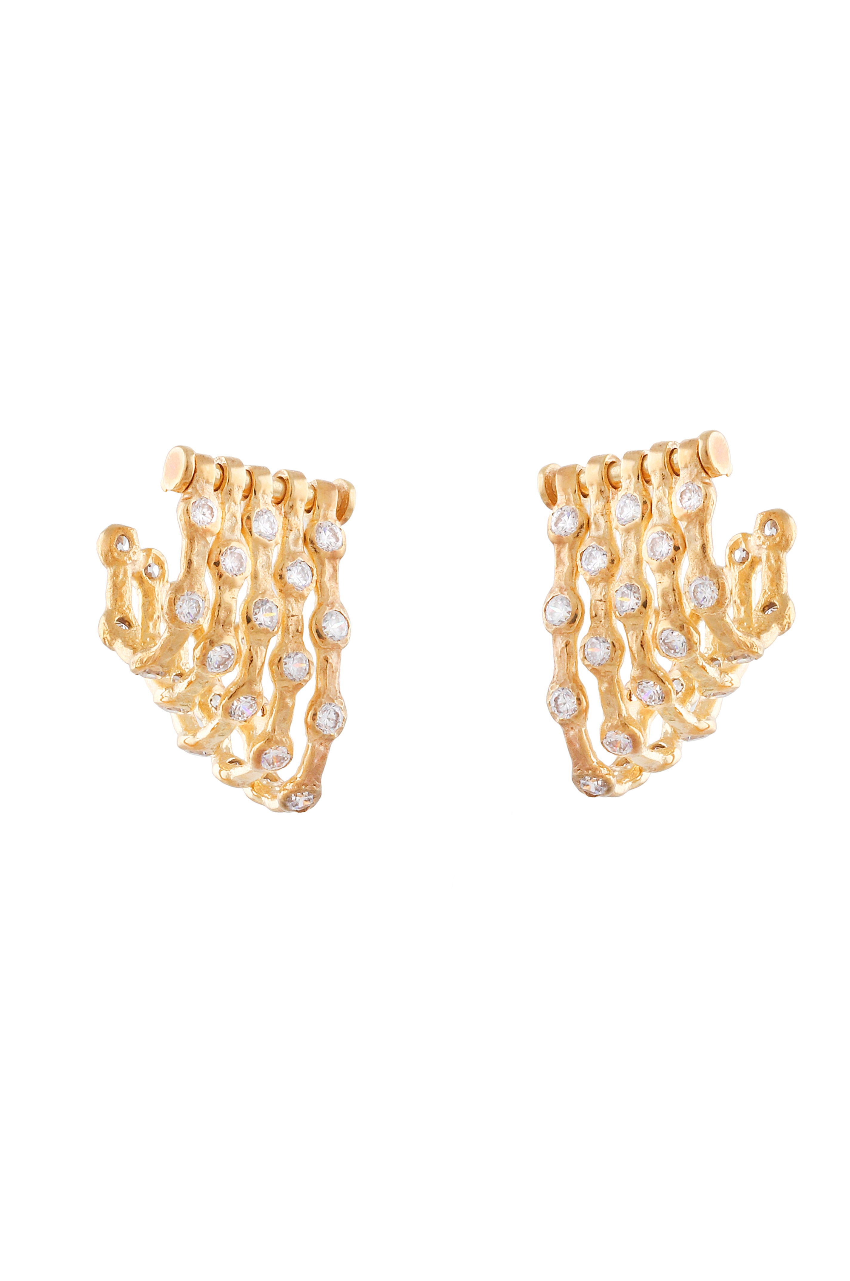 LONG EARRINGS WITH PAVE STONES AND PEARL DROPS – Joanna