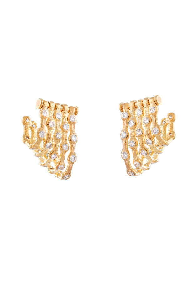 CURVED WAVE HOOPS EARRINGS WITH HANDSET STONES