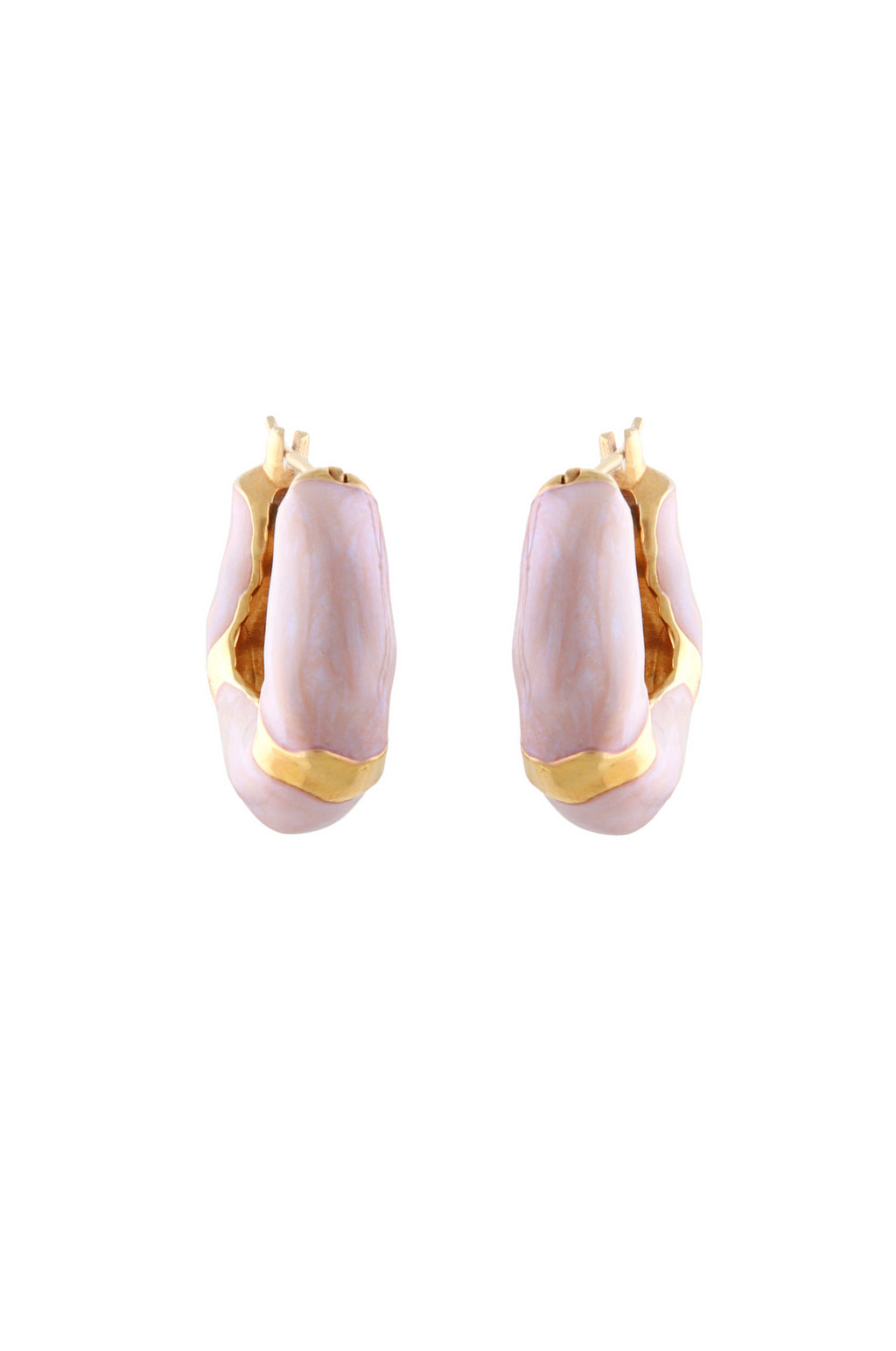 WAVE HOOP EARRINGS WITH PEARL ENAMEL