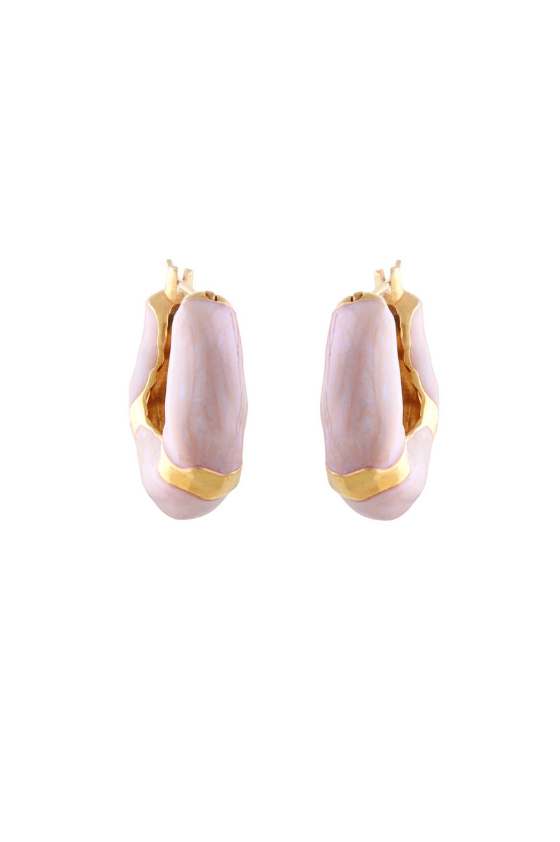 WAVE HOOP EARRINGS WITH PEARL ENAMEL