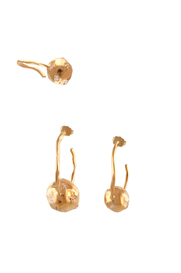 GOLD PLATED ORBS EAR-SET WITH HANDSET STONES