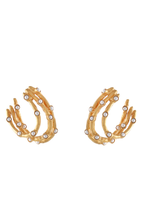 MULTI WAVE HOOP EARRINGS WITH MINI PEARLS