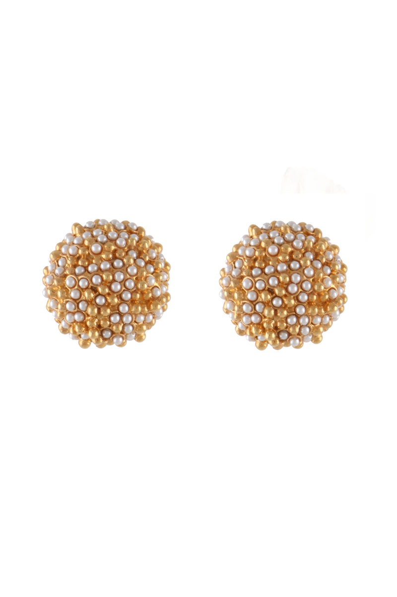 LARGE ORBS STUDD EARRINGS WITH MINI PEARLS
