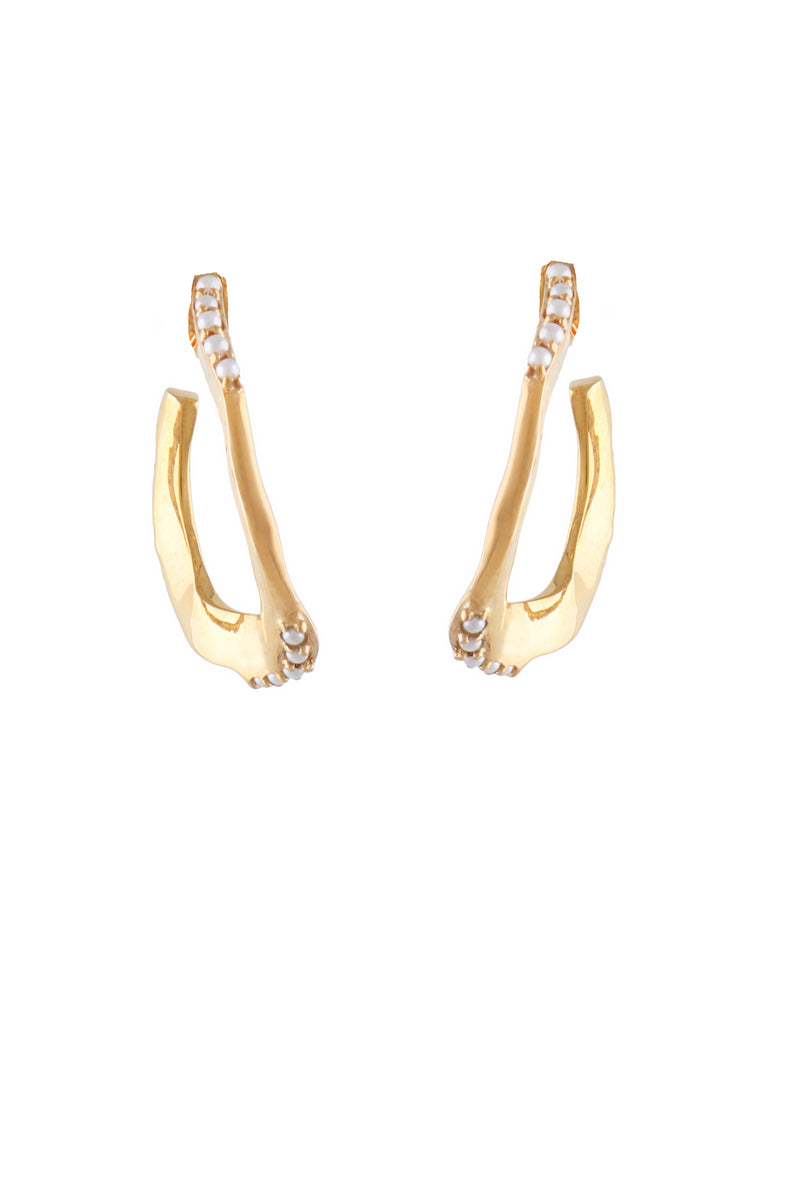 WAVE HOOP EARRINGS WITH MINI PEARLS