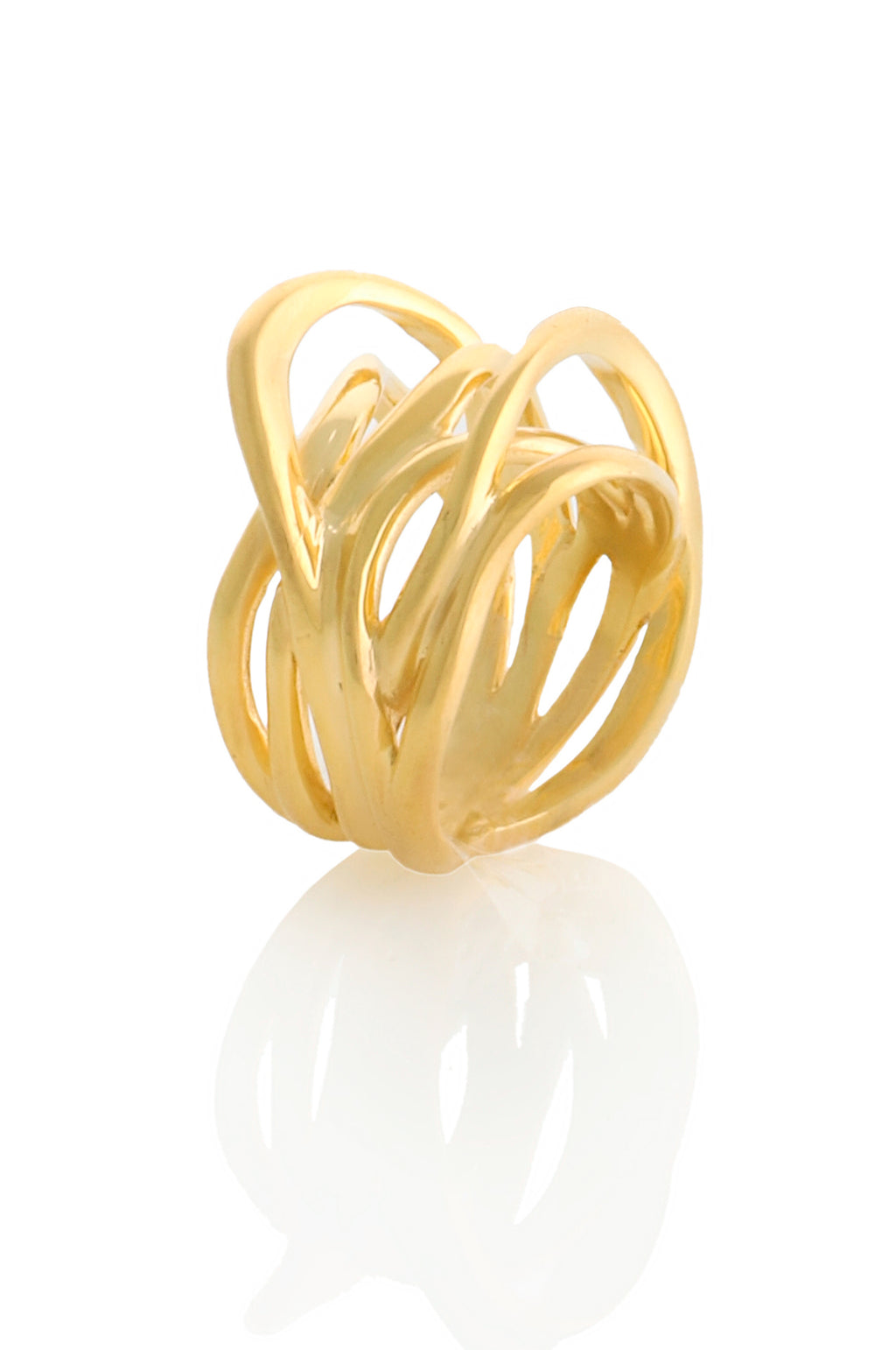 GOLD PLATED STATEMENT WAVES RING WITH ENAMEL