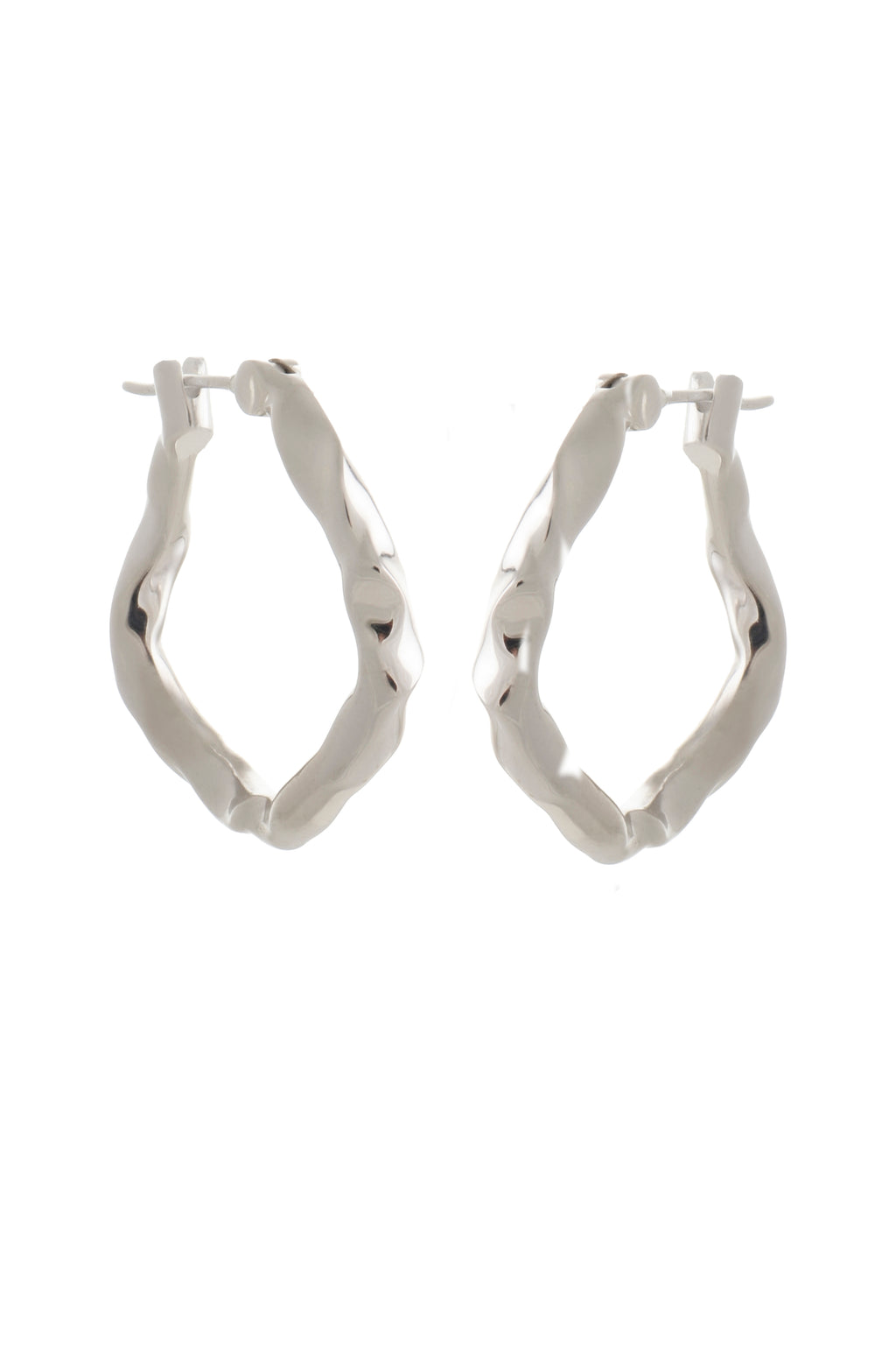 RHODIUM PLATED LARGE WAVES HOOPS