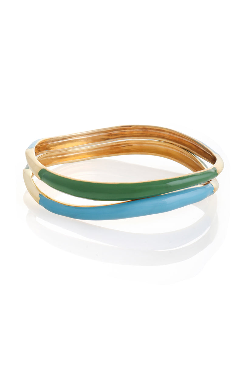 SET OF TWO WAVE BANGLES WITH ENAMEL