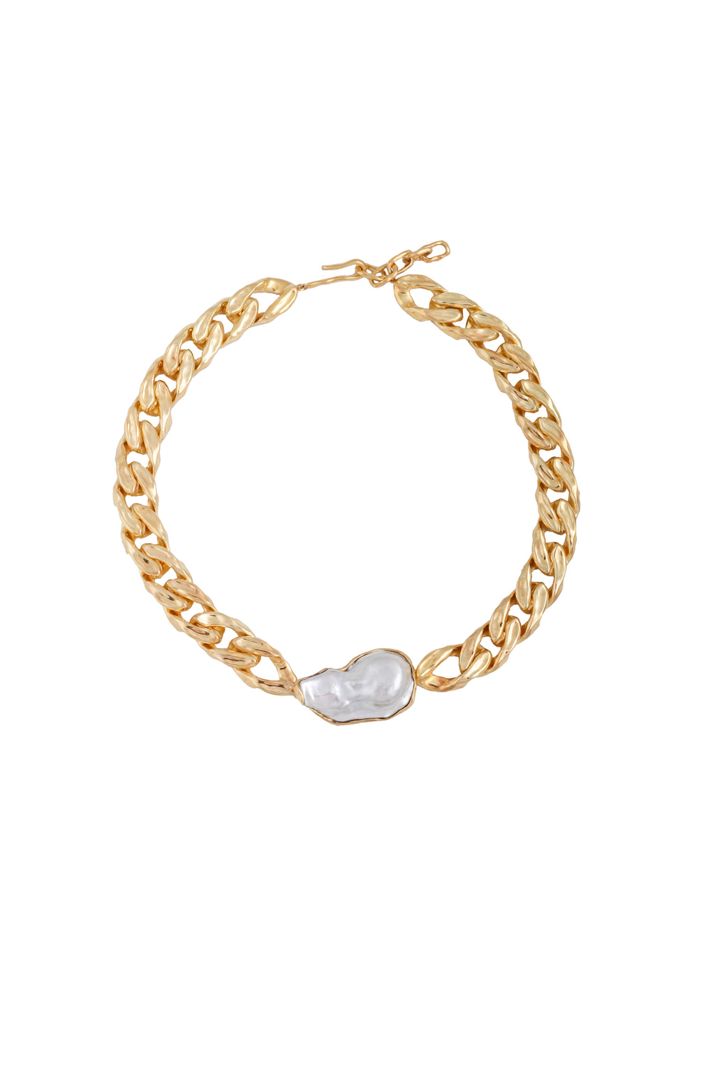 STATEMENT WAVE CHAIN NECKLACE WITH CULTURED PEARL
