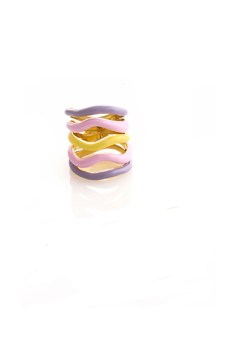 STATEMENT MULTI WAVE RING WITH ENAMEL