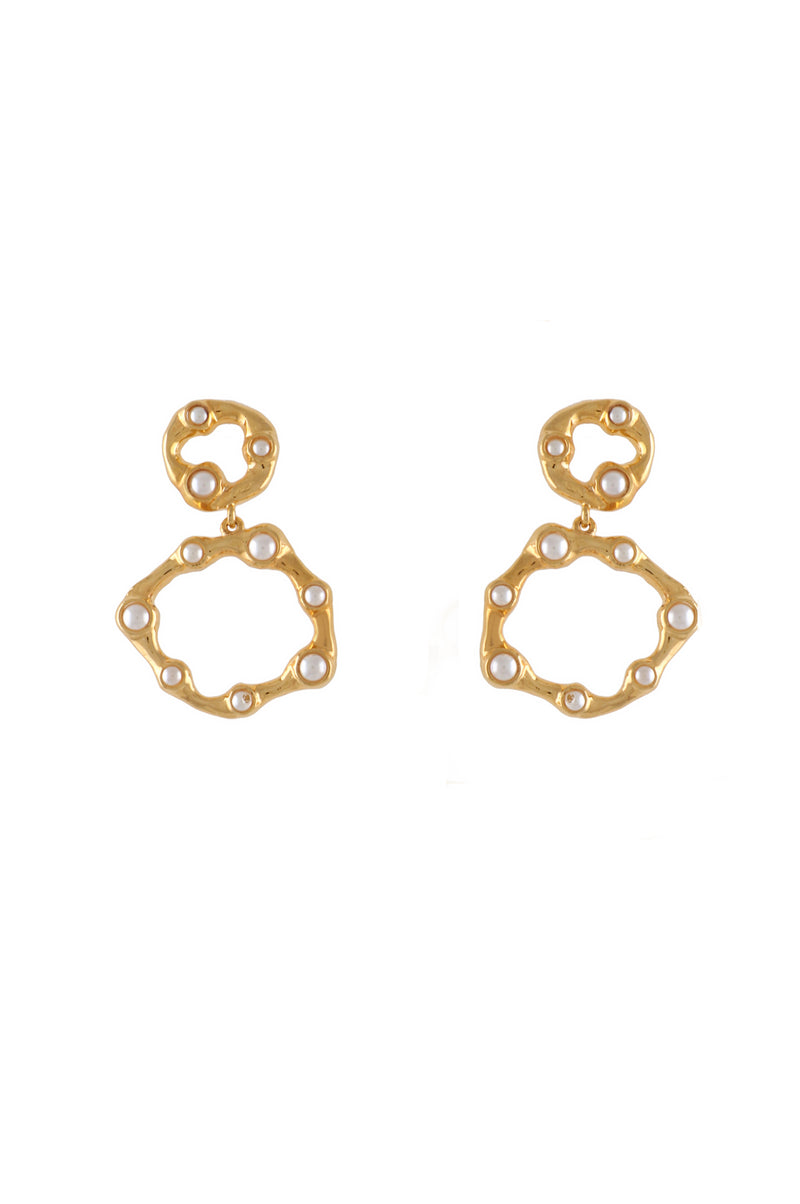 WAVE DANGLING EARRINGS WITH PEARLS