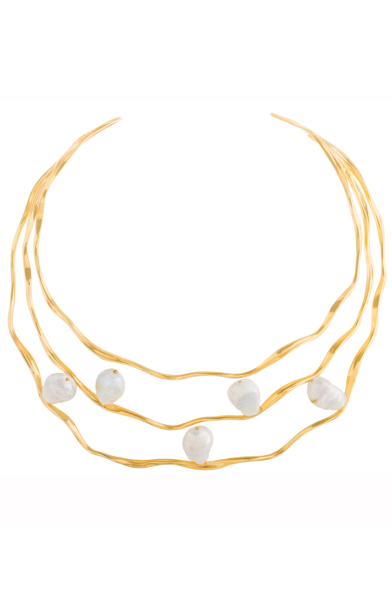 FEMININE WAVES PEARL STATEMENT NECKLACE