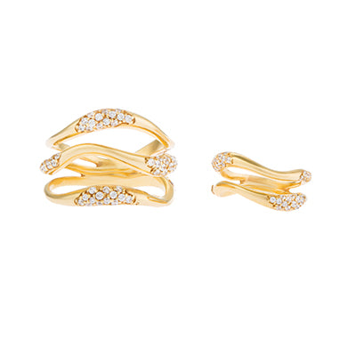 FEMININE WAVES SET OF TWO PAVE RINGS