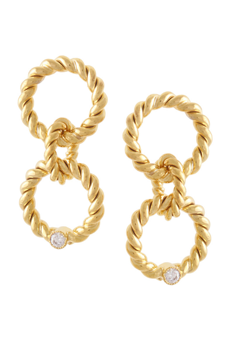 GOLD PLATED TWISTED TORSADE LINK EARRINGS