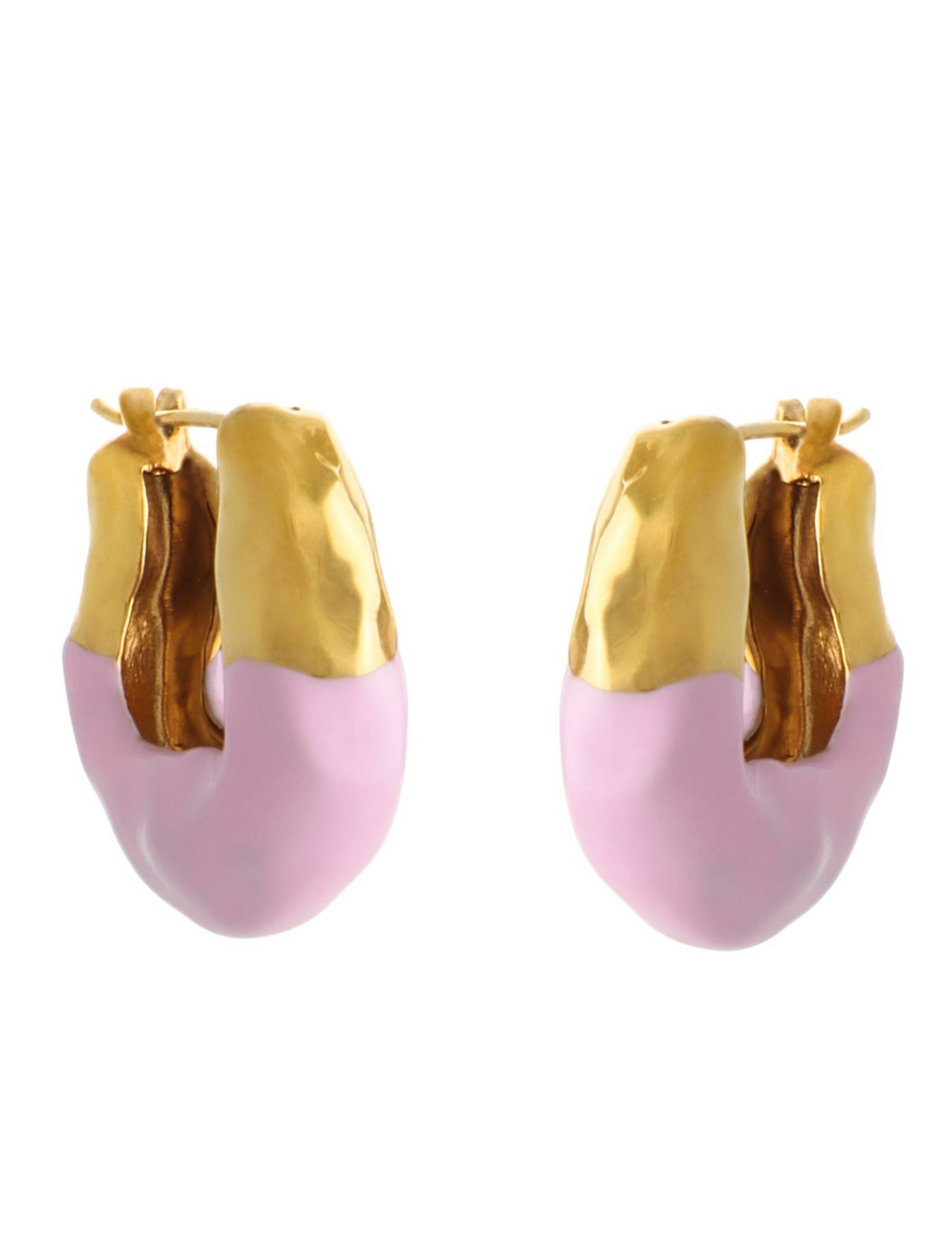 Neon Pink Enamel Gold Sleek Huggie Hoop Earrings – Ania Haie US