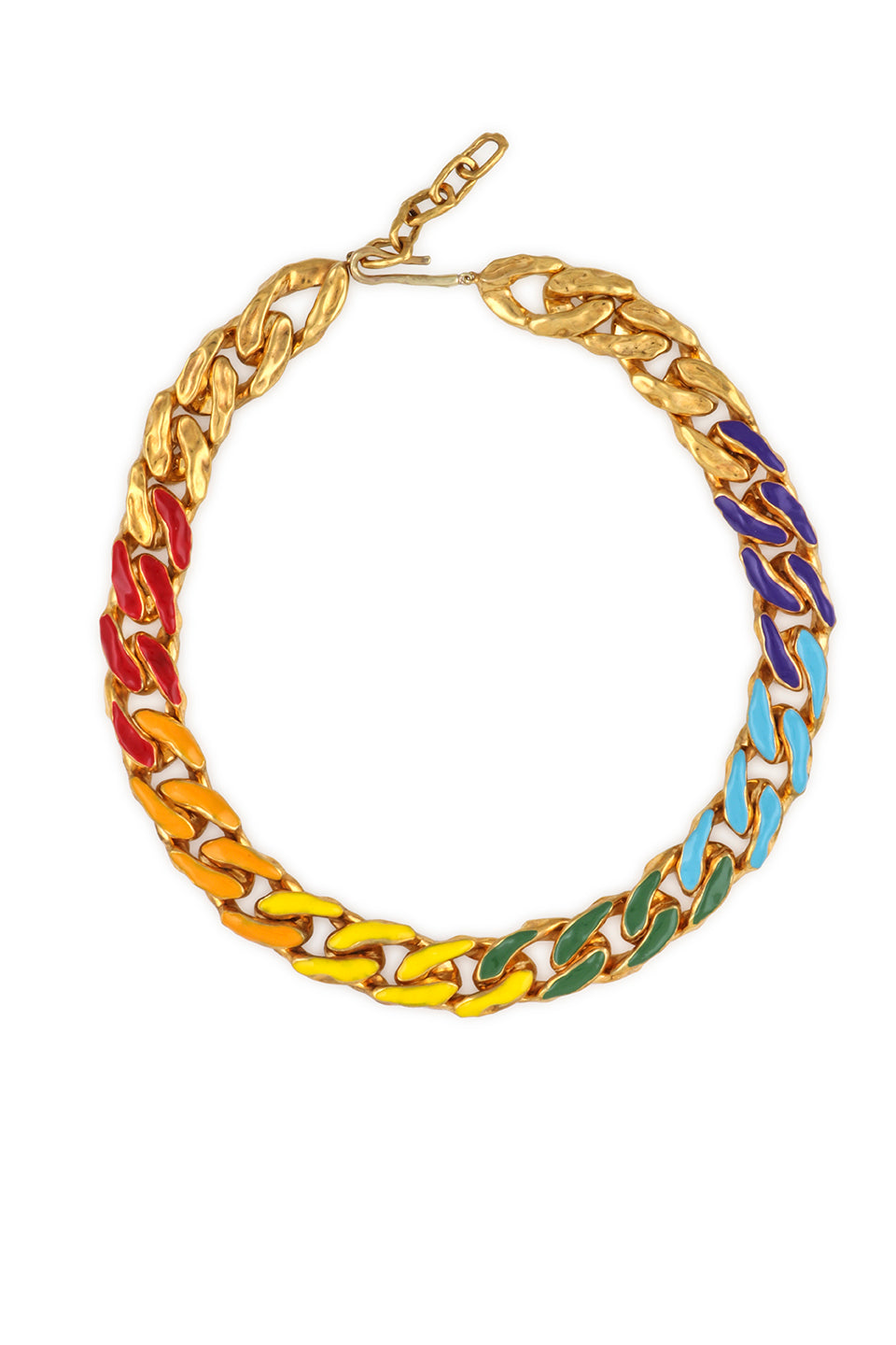 STATEMENT WAVE CHAIN NECKLACE WITH RAINBOW ENAMEL