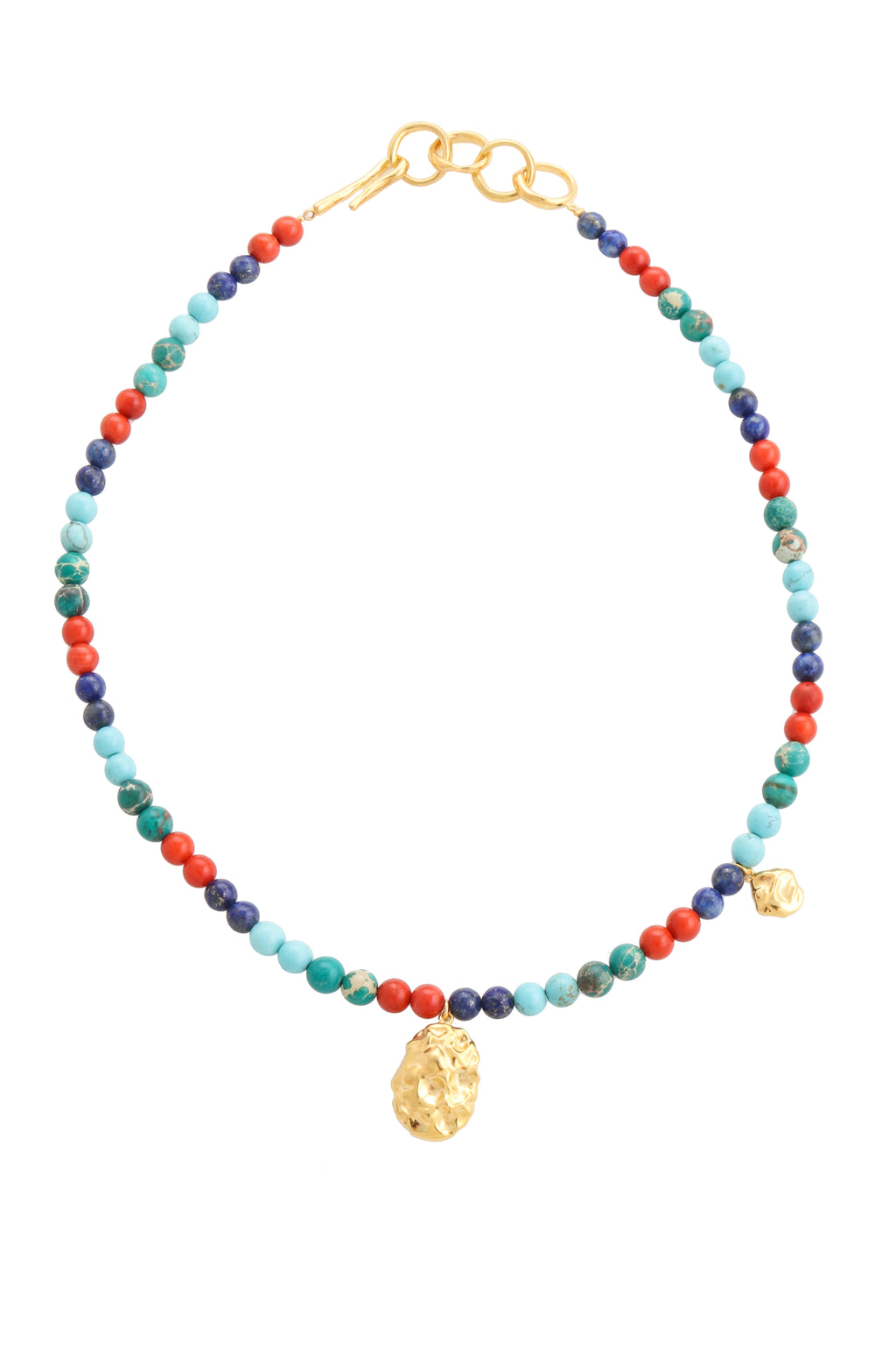 MULTICOLORED BEADS NECKLACE WITH WAVE PENDANT