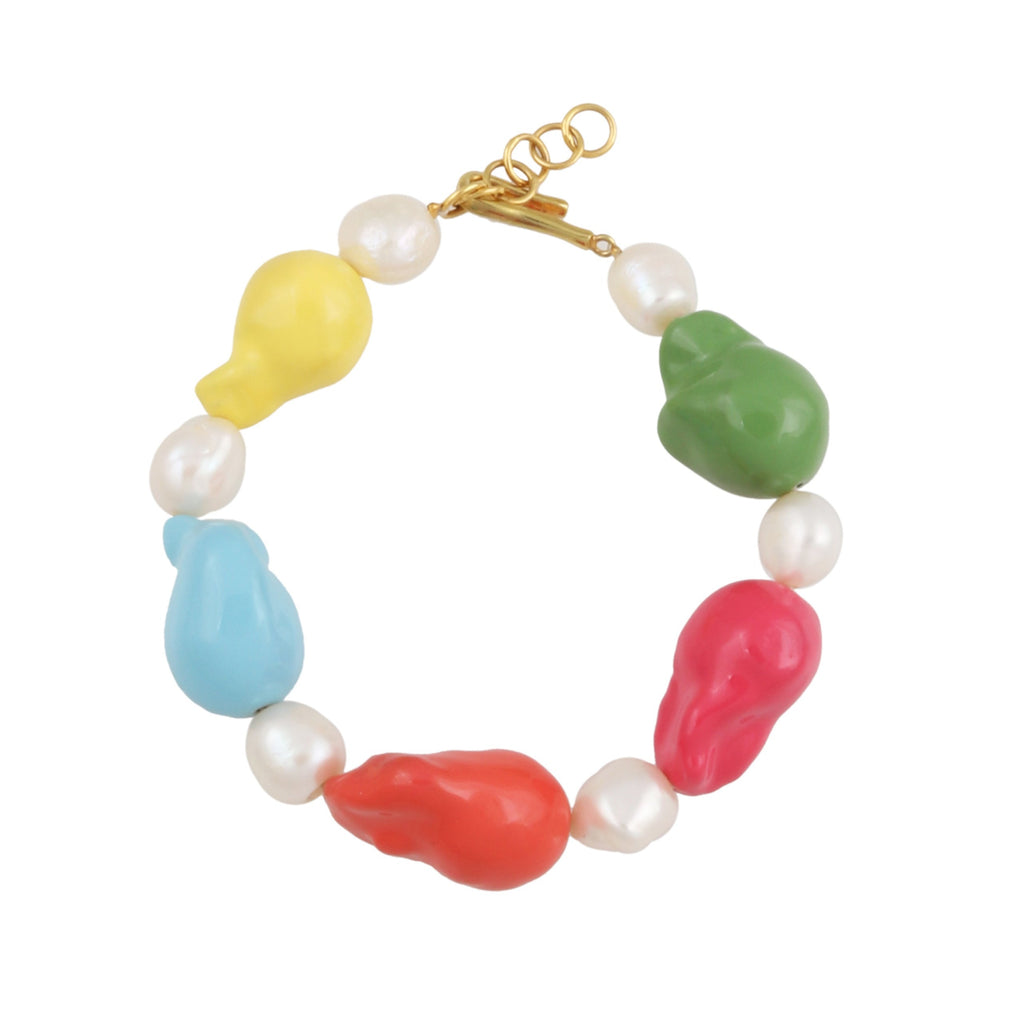 BRACELET WITH MULTICOLORED BAROQUE PEARLS